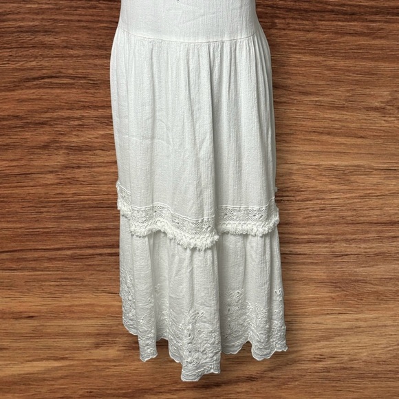 Johnny Was Jade Dress Midi White Embroidered Eyelet Boho Tiered Lined SZ L Cotta - Picture 7 of 15